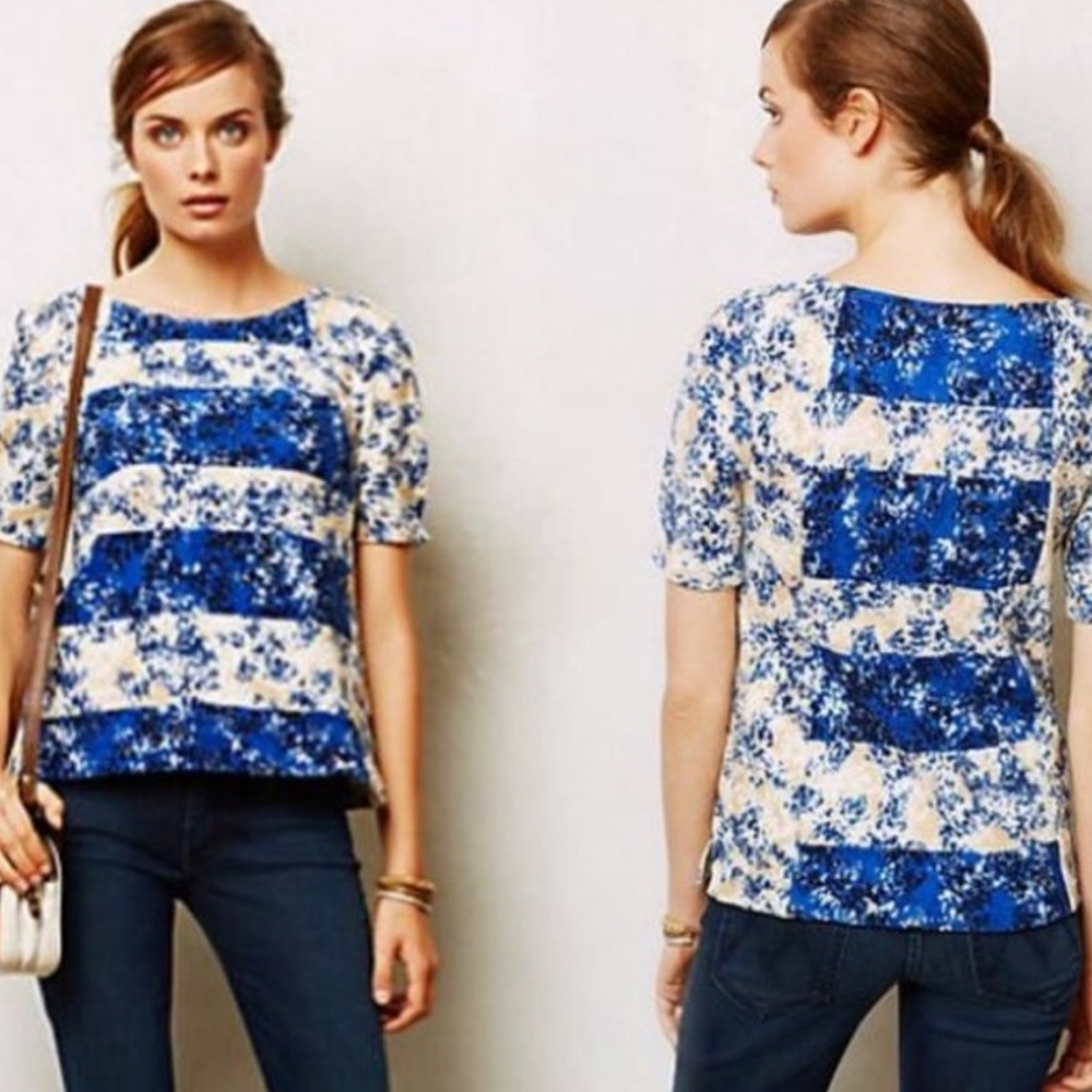 Anthropologie Postmark Watercolor Blouse